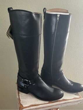 Frye Black Leather Over-the-Knee Riding Boots